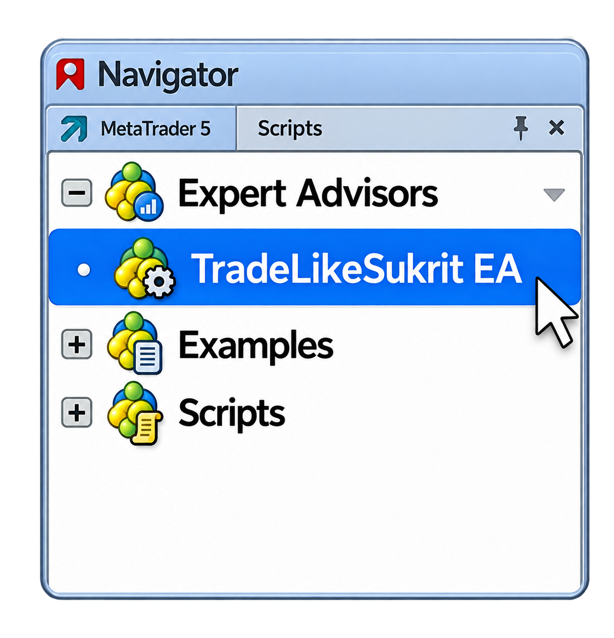MetaTrader 5 Expert Advisor in the Navigator panel